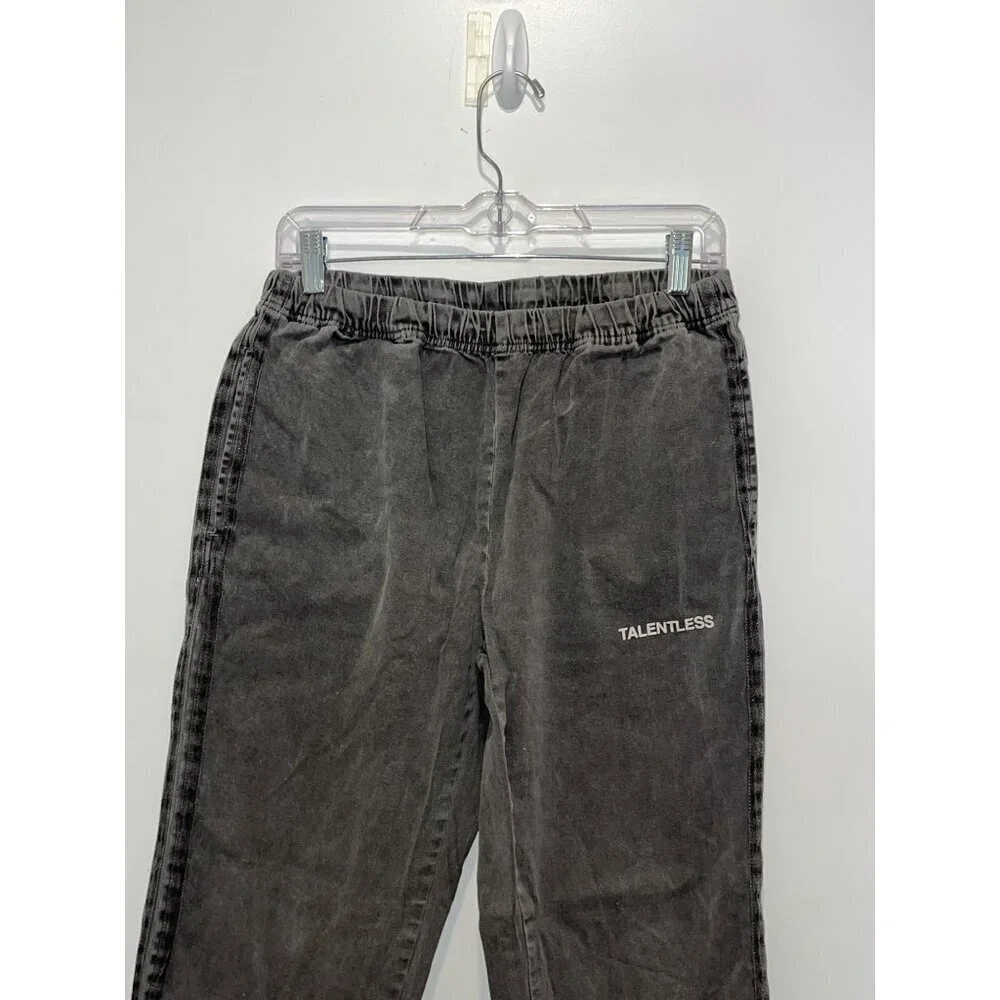 Talentless Gray Light Wash Comfort Pockets Elastic Waist Joggers Men's Size Smal
